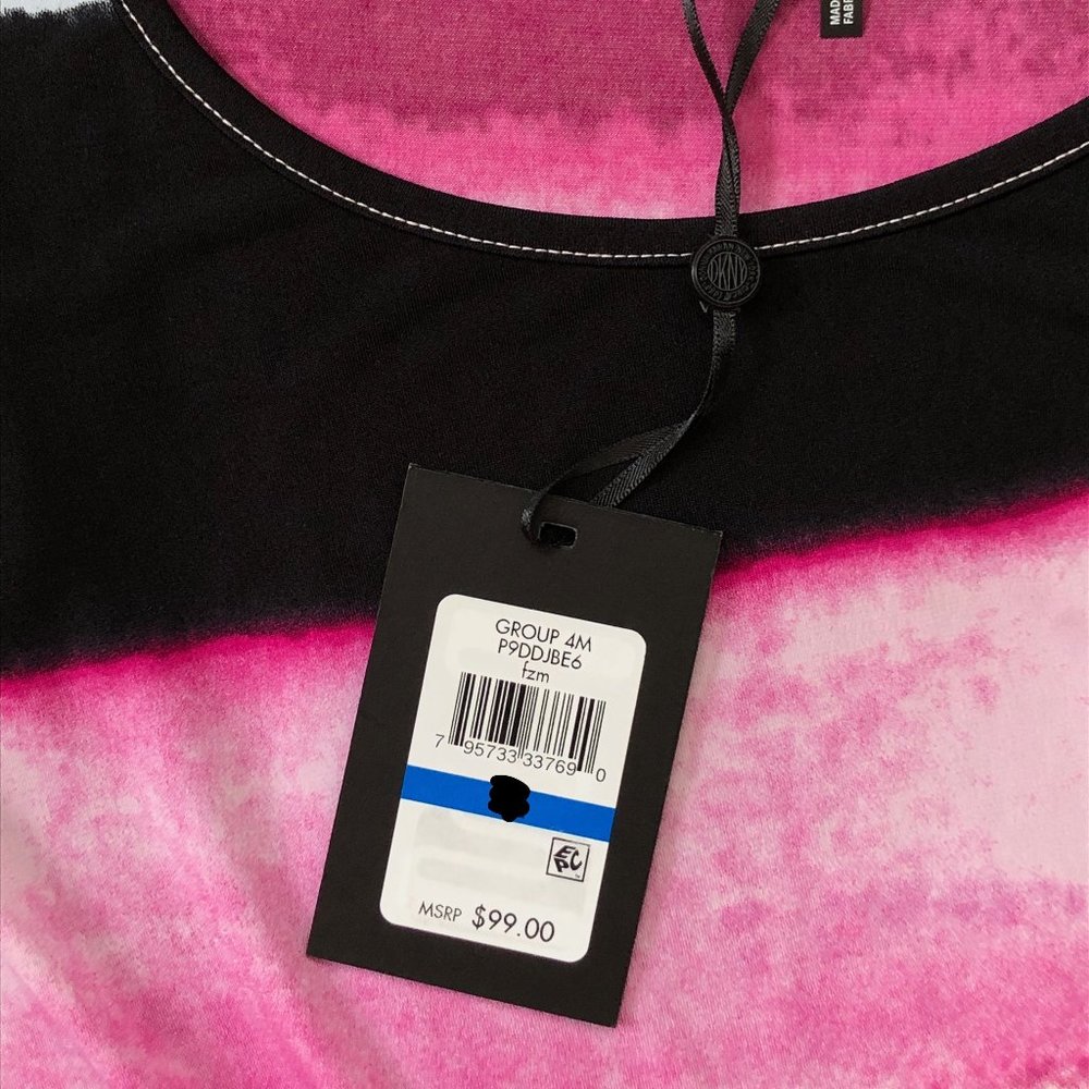 NWT DKNY Striped A-Line Dress Crew Neck Sleeveless Women Purple White size XL - Picture 5 of 12